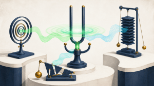 Three different analytical instruments converging on the same shared reference signal.